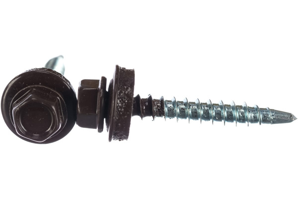 Саморезы Зубр для крепления кровельных материалов к деревянной обрешетке, цвет RAL 8017 шоколадно-коричневый, оцинкованный, 4,8x35мм, 1800шт 4-300310-48-035-8017