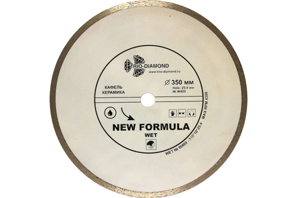 Диск алмазный отрезной Сплошной New Formula (350х25.4 мм) TRIO-DIAMOND W409 Диск алмазный отрезной Сплошной New Formula (350х25.4 мм) TRIO-DIAMOND W409