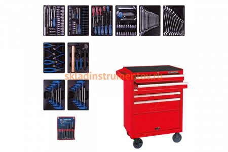 Набор инструментов в красной тележке, 173 предмета KING TONY 932-000MR