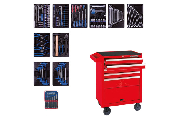 Набор инструментов в красной тележке, 173 предмета KING TONY 932-000MR