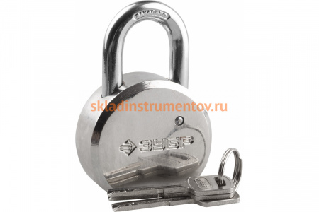 Навесной замок Зубр Эксперт стальной корпус закаленная дужка 55 мм 37271-55