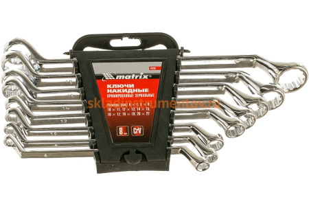 Набор ключей накидных 8шт CrV, Elliptical, зеркальное хромирование MATRIX Master 15338