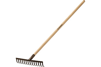 Садовые грабли с деревянным черенком GRINDA 14 прямых зубьев, 360х80х1300 мм 39583-14