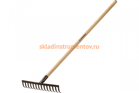 Садовые грабли с деревянным черенком GRINDA 14 прямых зубьев, 360х80х1300 мм 39583-14