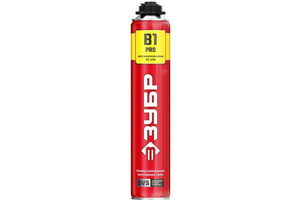 Огнестойкая монтажная пена ЗУБР PRO B1 750 мл, под пистолет, SVS 41146