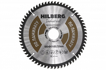 Диск пильный Industrial Ламинат (190x30/20 мм; 64Т) Hilberg HL190