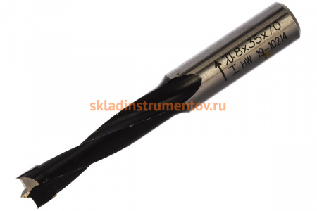 Сверло HW (8x35x70 мм; Z 2+2; S 10x30 мм; RH) для присадочного станка CMT 311.080.11
