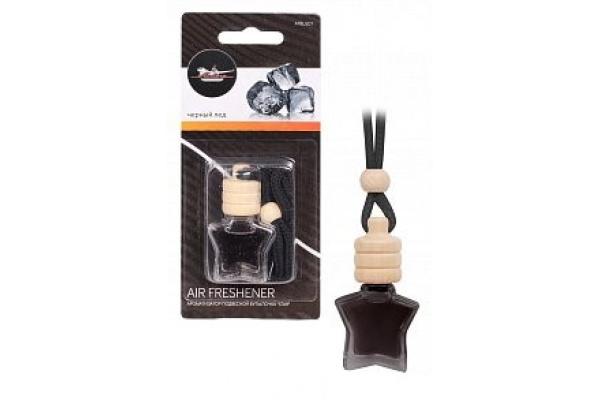 Подвесной ароматизатор бутылочка Airline "Star" черный лед AFBU207