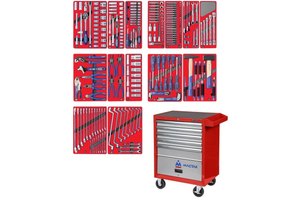 Набор инструментов ЛИДЕР 270 предметов МАСТАК 52-05270R в красной тележке