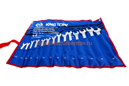 Набор комбинированных ключей, 10-32 мм, чехол из теторона, 14 предметов KING TONY 1214MRN