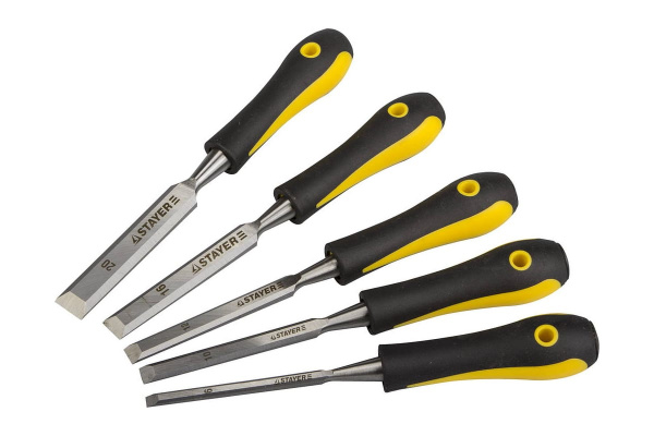 Набор стамесок PROFI с двухкомпонентной ручкой, 6; 10; 12; 16; 20мм, 5шт STAYER 18205-H5