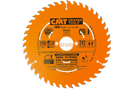 Диск пильный по дереву (190х30/20/16х1,7/1,1 мм; Z42) CMT 272.190.42M