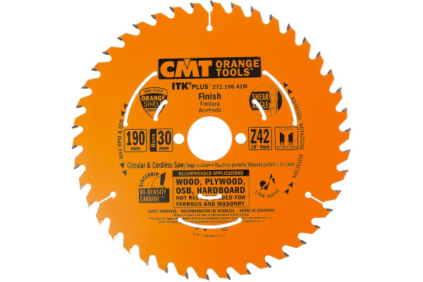 Диск пильный по дереву (190х30/20/16х1,7/1,1 мм; Z42) CMT 272.190.42M