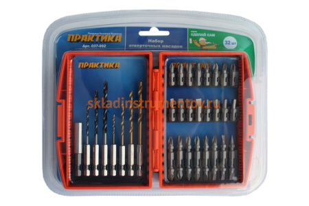 Набор сверл и бит DIY (32 предмета) ПРАКТИКА 037-992