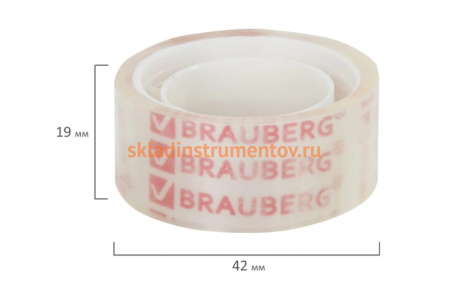 Клейкие ленты BRAUBERG 19 мм х 10 м, канцелярские, комплект 12 шт., прозрачные 223124