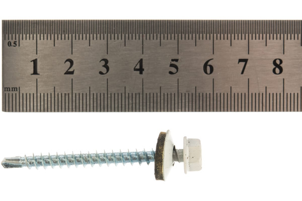 Саморезы ЗУБР СКД кровельные, RAL 9003 белый, 50 x 4.8 мм, 1 200 шт, 4-300310-48-050-9003