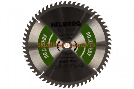 Диск пильный Industrial Дерево (260x30 мм; 60Т) Hilberg HW260
