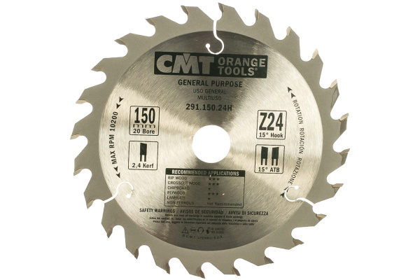 Диск пильный по дереву (150х20х1,4/2,4 мм; Z24) CMT 291.150.24H