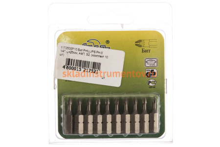 Бита PHILLIPS РН0, 1/4", 10 шт. AIST 1172500P10 00-00003050