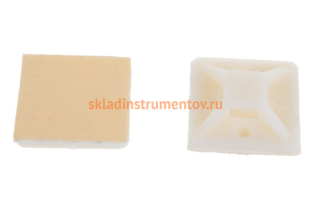 Самоклеющаяся площадка под хомут-стяжку Зубр ПХС белая, 25 x 25 мм, 100 шт, нейлоновая, 30915-25