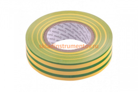 Изолента MATRIX ПВХ, 19 мм х 20 м, желто-зеленая, 150 мкм 88783