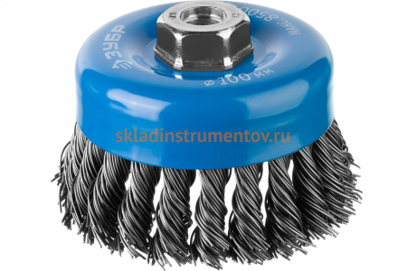 Щетка чашечная (100 мм; М14; плетеные пучки стальной проволоки 0.8 мм) для УШМ 35277-100_z02