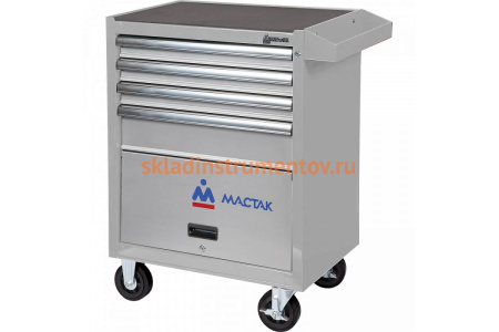 Инструментальная тележка МАСТАК серии ОПТИМА, 4 полки и отсек, серая 522-04581MG