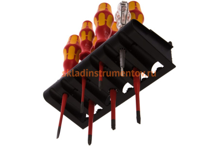 Набор диэлектрических отверток Wera, VDE, индикатор напряжения, подставка, 7 предметов, WE-006480