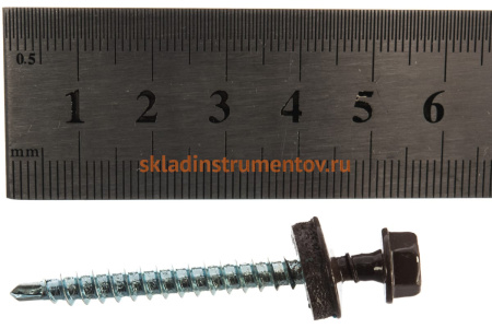 Саморезы для крепления кровельных материалов к деревянной обрешетке Зубр цвет RAL 8017 шоколадно-коричневый, оцинкованные, 4,8x50мм, 250шт 4-300315-48-050-8017