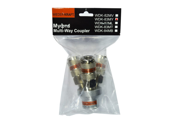 Разветвитель пневматический V-образный тройной (1/4"; рапид EURO) WIEDERKRAFT WDK-83MY