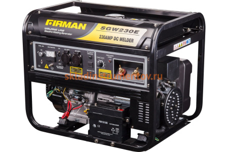 Электростанция со сварочным выпрямителем (5.0/5.5 кВт, 230В, 13 л.с., бензин, аккумулятор, сварочный ток 50-230А, электрод до 5.0 мм, передвижная) FIRMAN SGW230E