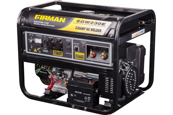 Электростанция со сварочным выпрямителем (5.0/5.5 кВт, 230В, 13 л.с., бензин, аккумулятор, сварочный ток 50-230А, электрод до 5.0 мм, передвижная) FIRMAN SGW230E