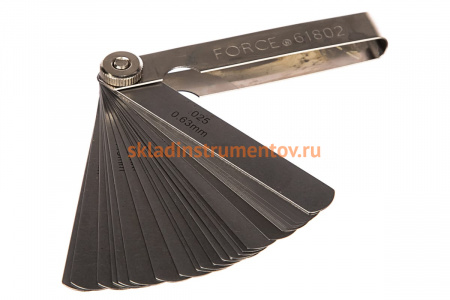 Набор щупов 26шт, 0.04-0.63мм FORCE 61802