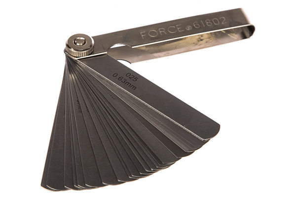 Набор щупов 26шт, 0.04-0.63мм FORCE 61802