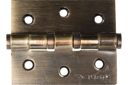 Дверная петля Зубр Эксперт 2 подшипника цвет старая латунь AB с крепежом универсальная 75x63x2.5 мм 2 шт. 37601-075-5