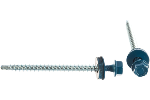 Саморезы Зубр для крепления кровельных материалов к деревянной обрешетке, цвет RAL 5009 небесно-голубой, оцинкованные, 4,8x65мм, 180шт 4-300315-48-065-5009