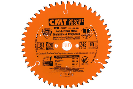 Диск пильный по алюминию (184x1.8/1.2x20 мм; Z48; TCG NEG -6) CMT 276.184.48H