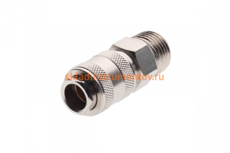 Быстроразъем пневматический с клапаном - наружная резьба 1/2" ЭВРИКА ER-SE1-4SM