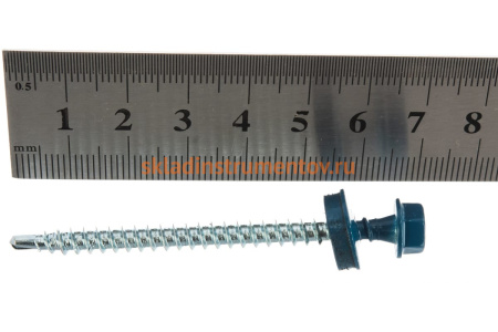 Саморезы Зубр для крепления кровельных материалов к деревянной обрешетке, цвет RAL 5009 небесно-голубой, оцинкованные, 4,8x65мм, 180шт 4-300315-48-065-5009