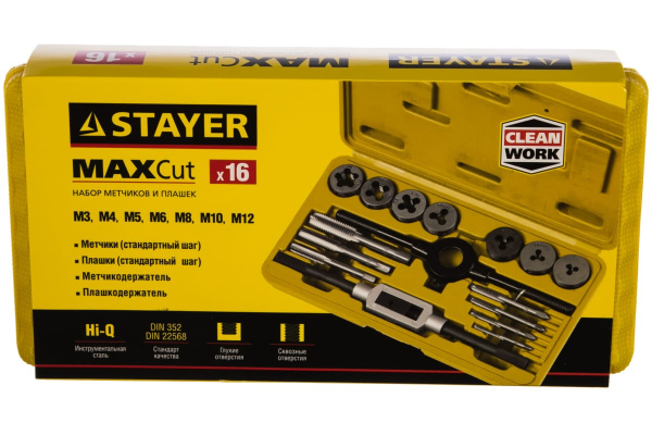 Набор метчиков и плашек STAYER MASTER 16 предметов 28010-H16_z01