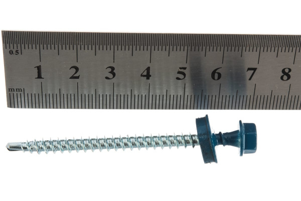 Саморезы Зубр для крепления кровельных материалов к деревянной обрешетке, цвет RAL 5009 небесно-голубой, оцинкованные, 4,8x65мм, 180шт 4-300315-48-065-5009