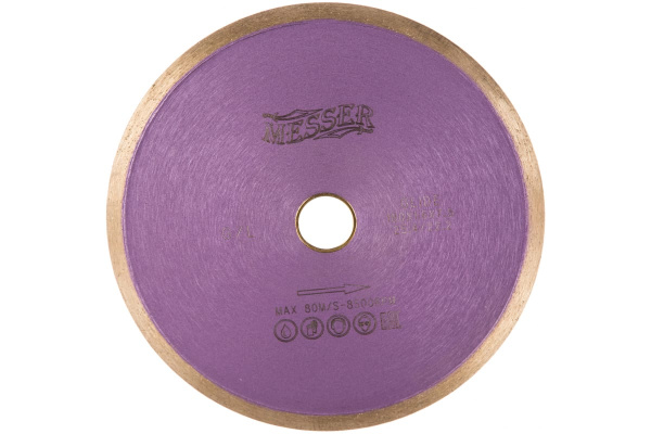 Диск алмазный сплошная кромка G/L по граниту 180D-1.6T-7.5W-22.2/25.4 MESSER 01-22-180