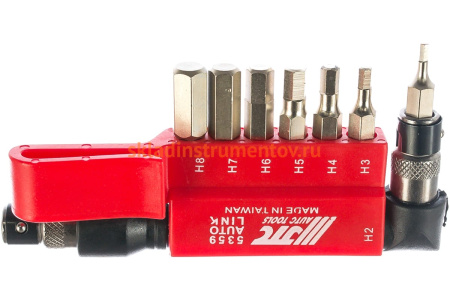 Набор шестигранных вставок 1/4 DR HEX 2,3,4,5,6,7,8 с Г-образным держателем 8шт JTC 5359