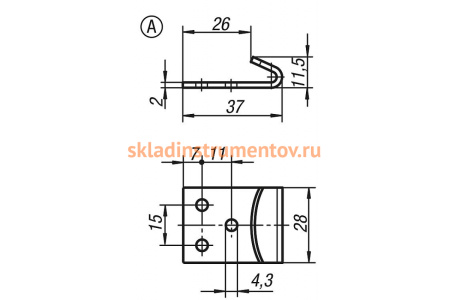 Накидная защелка со скобой KIPP K0045.1541091.9143371