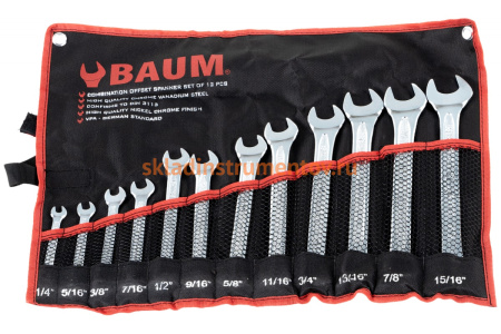 Набор комбинированных ключей дюймовых 12 предметов 1/4 -15/16 BAUM 30-12A