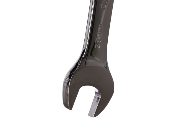 Комбинированный трещоточный ключ 27 мм, CrV, шарнирный, зеркальный хром MATRIX 14872