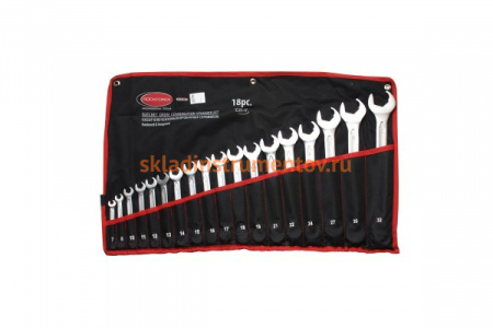 Набор ключей комбинированных с профилем Ratchet Drive-быстрый ключ, 18 предметов ROCKFORCE RF-5181RD