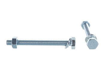 Болт с шестигранной головкой в комплекте с гайкой, шайбой, шайбой пружинной, ЗУБР, МАСТЕР, 303436-06-060