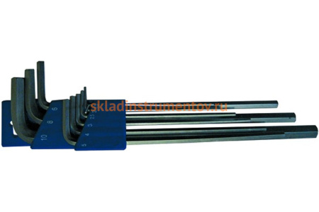 Набор имбусовых ключей Hardax удлиненные, с шарниром, 6 граней, 9 предметов 43-2-119