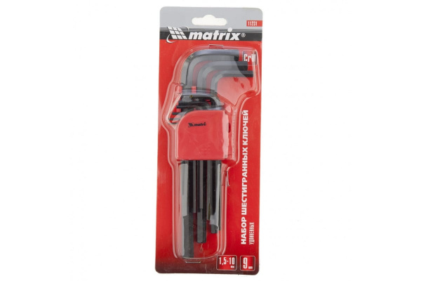Набор имбусовых удлиненных ключей 1,5-10 мм 9 шт MATRIX 11231